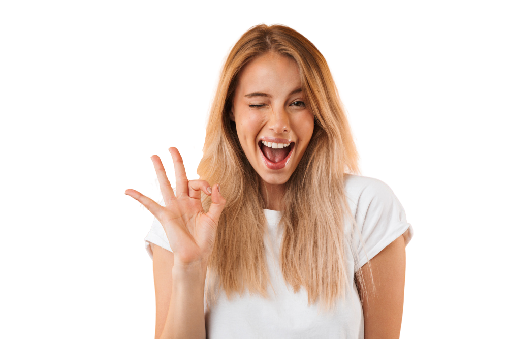 Image décorative _ femme qui fait un clin d'œil